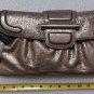 Vintage Bill Blass New York Couture Chardonnay Ethan Pewter Leather Clutch-Teal Suede Lined - NWTS!