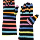 Accessory Works Womens Colorful Long Black Multi Striped Fleece Gloves - Size L - NWOT!