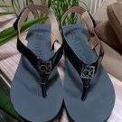 Calvin Klein Womens Wedge Wyomi Sling Back Black Patent Thong Sandals - Size 7 - NWOT!