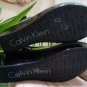 Calvin Klein Womens Wedge Wyomi Sling Back Black Patent Thong Sandals - Size 7 - NWOT!