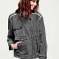 Free People Railroad Stripe Knit Gray Charcoal Moto Jacket #F520J547 - Oversized - Size S - NWOT!