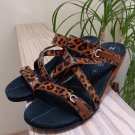 Mephisto Caterina Leopard Print Strappy Wedge Sandals Size 39 - Made in France!