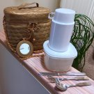 Vogue Gold Thermal Lunch Bag w Metal Utensils, Thermos, Container, Mirror by T.L. Lusso