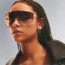 Quay Australia "On Set" Oversize Gold Shield Camel Gradient Lens Sunglasses - NWT!