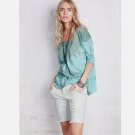 Free People Womens Top Coastal Tee #OB412210 - Evergreen - Size L - BOHO - NWT!