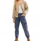 Free People Platoon Cargo Pants - Navy #OB1038058 - Size L - BOHO - NWT!