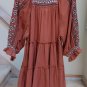 Free People Dreamweaver Embroidered Tunic Dress #OB1015985 - Terracotta - Size L - NWT!