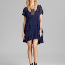 Free People Sunbeams Mini Dress #F888Y153 - Navy Blue - Size L - NWT!