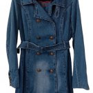 Steve Madden Double-Breasted Princess Style Denim Trench Coat - Size XL/16 - NWTS!