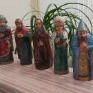 Russian Authentic Hand-carved, Hand-painted Wooden Figurine Lot of 7 - New in original Shrinkwrap!