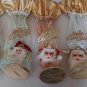 Q7 Merry Christmas 3D Santa Gold Lame & Iridescent Organza Fabric Wine Bottle Gift Bags - New!