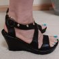 Born Women's Strappy Ankle Strap Textured Wedge Platform Sandal Shoes - W3355 - Size 7 - NWOT!