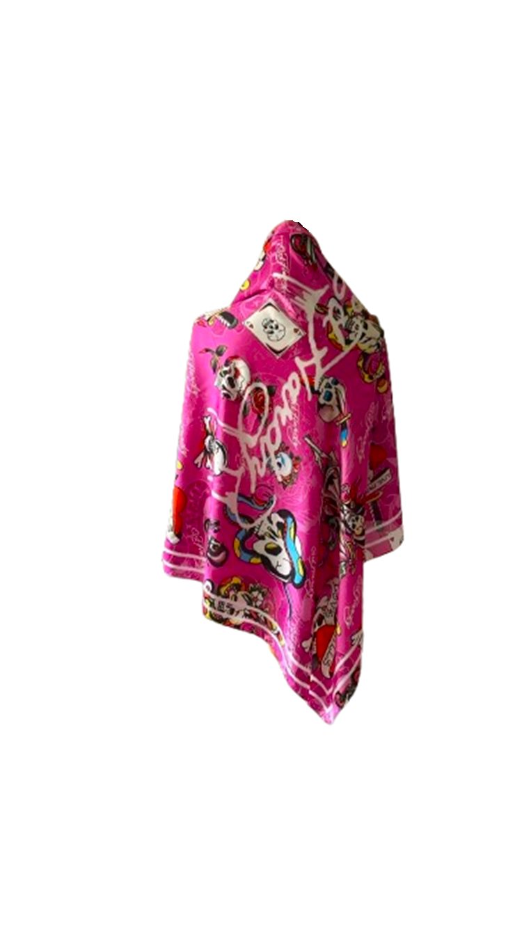 ED HARDY by Christian Audigier LOVE KILLS SLOWLY SCARF/WRAP 42in x 42in - NWT!