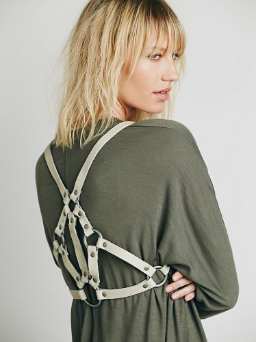Free People Pax Harness Vest Ivory Leather #CP254022 - Size L - New with Tag!