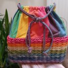 Sun N Sand 1940s Style Rainbow Drawstring Basket Purse Tote - NWOT!