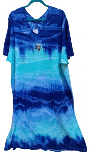 VTG Ragdoll V-Neck 100% Cotton Ombre Dress Coverup w embroidered Monkey - Sz 3X - Made in USA - NWT
