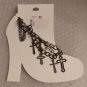 VTG Claire's Gunmetal, Brass & Silver Tone Boot Chain w Crosses - Set of 2 - New!