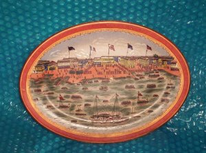 Shipping Port  Decorative Platter 10"x14"   stk#(1006)