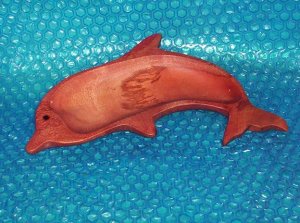 Hand carved wooden dolphin dish stk#(2033)