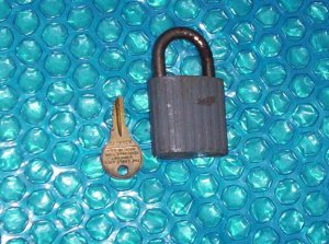 Vintage Eagle tear drop Padlock    stk#(2576)