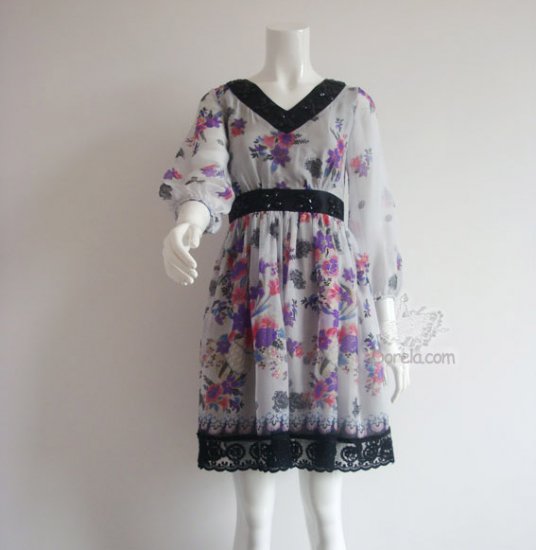Vintage floral silk dress