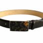 Ben-Amun Brown Leather Belt with Tortoise Lucite Buckle size S