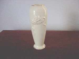 Lenox Vase 6" Tall Handcrafted Embossed Rose Gold Trim