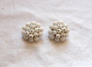 Laguna Signed Milk Glass Clip Earrings