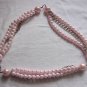 Pink Imitation Pearl & Silvertone Chain Necklace