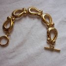 Goldtone Link Bracelet Toggle Closure Horseshoe Design
