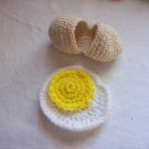 Crochet Food Fried Egg & Eggshell Decorative Pieces