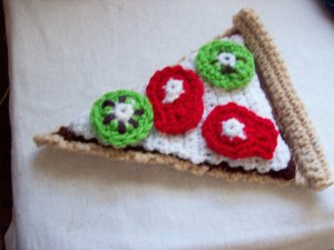 Crochet Food Desert Pizza Slice Decorative Item