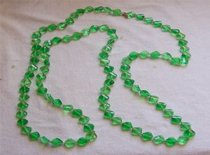 Necklace 54" Long Flapper Style Green