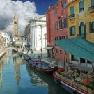 Canal with Fruit Tuscany Original ART Surreal Fruit Italy water PAINTING