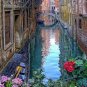 Tuscany Original ART Canal with Begonias Surreal flowers Italy water PAINTING