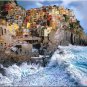Tuscany ART Manarola Fantasy surreal ocean cliffs Italy PAINTING (24" x 30")