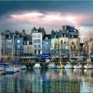 French ART HONFLEUR HARBOR France boat PAINTING