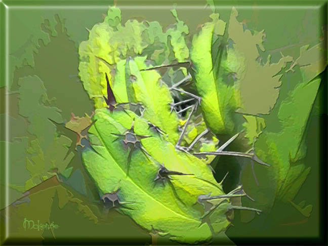 Abstract Green Cactus ART ORIGINAL MCKENZIE PAINTING