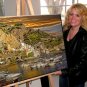 Tuscany Italy ART Boats Harbor Sunset Italian PAINTING