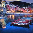 Coast at DuskTuscany ART Ocean Sunset boats Italian PAINTING by McKenzie