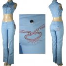 (1026SS) jean/vest set with rhinestone pockest 4 pks