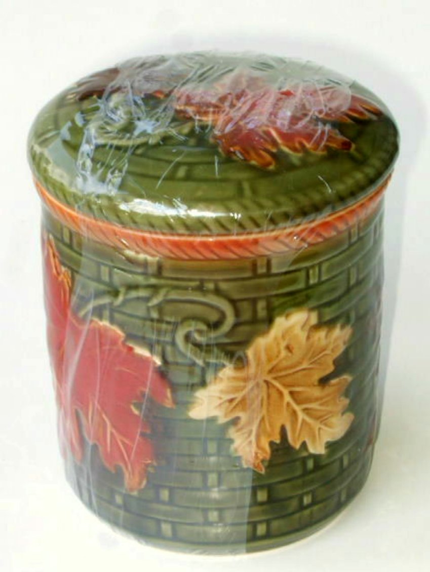 Autumn Leaves Mini Ceramic Canister