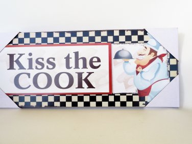 Funny Fat Chef Kitchen Plaque Kiss The Cook Sign Italian Chefs Decor