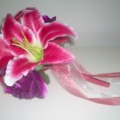 Pink Casablanca Lilies & Purple Roses Bouquet