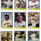 1982 Donruss Baltimore Orioles-26 Cards No Ripken