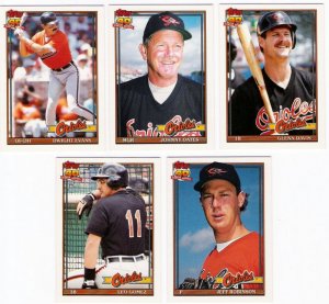 1991 Topps Traded Baltimore Orioles Team Set-5 Cards