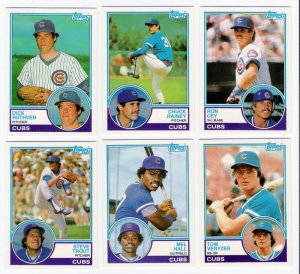 1983 Topps Traded Chicago Cubs Team Set-6 Cards