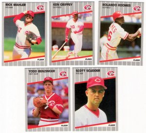 1989 Fleer Update Cincinnati Reds Team-5 Cards