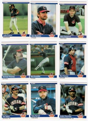 1984 Fleer Cleveland Indians Team Set-23 Cards
