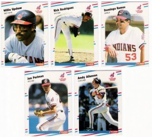 1988 Fleer Update Cleveland Indians Team Set-5 Cards